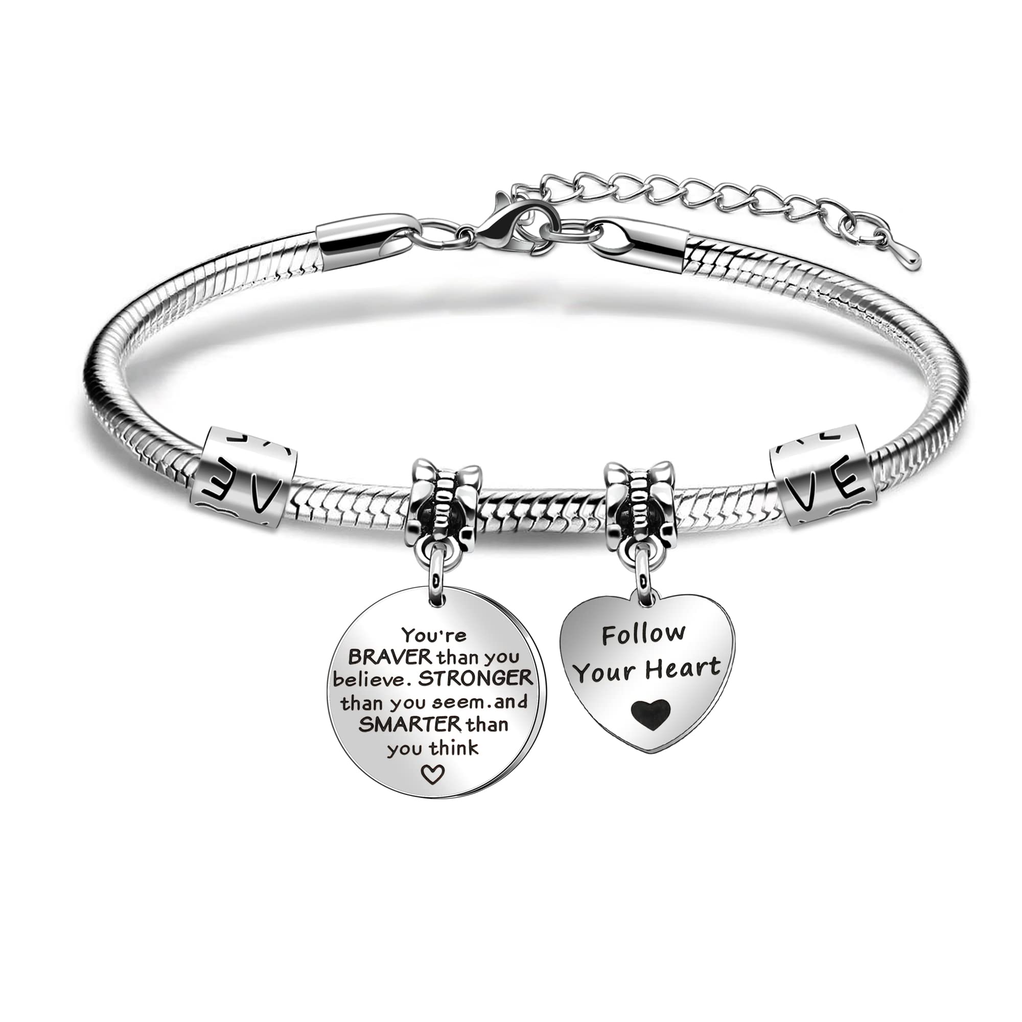 "You're Braver Than You Believe; Beautiful Girl You Can Do Amazing Things; Not All Those Whose Wander Are Lost" Inspirational Bracelet for Women Girl Sis Gifts Best Friends Present