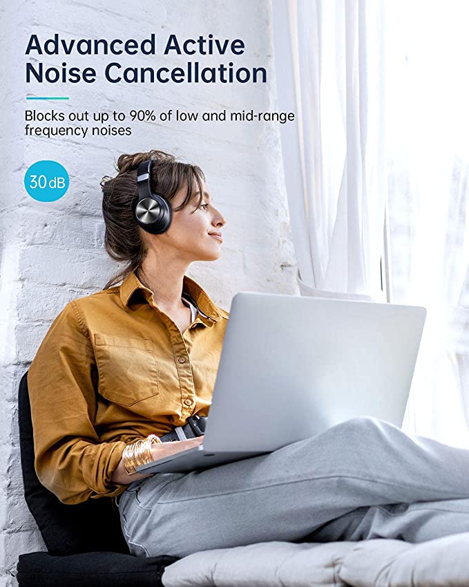 VANKYΟ Hybrid Active Noise Cancelling Headphones, C751 Over Ear Wireless Bluetooth Headphone with CVC 8.0 Mic, Deep Bass, Hi-Fi Sound, Comfortable Protein Earpads, 30H Playtime for Travel/Work