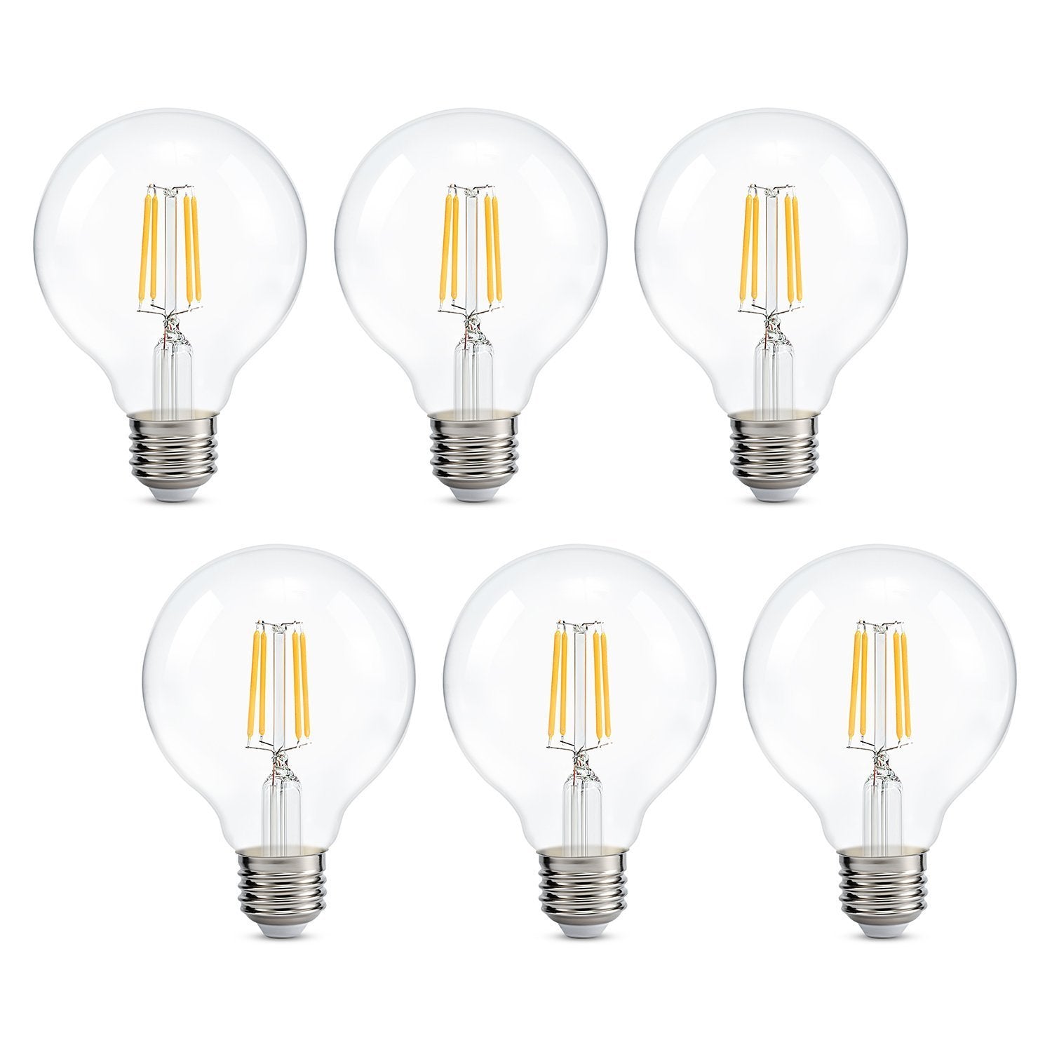 MIYOU YOUMI G80 Pack of 6 LED Edison Bulbs 4W Screw E27 Base, 40 Watt Incandescent Bulb Equivalent,2700K Warm White Industrial Energy Saving Light Bulbs
