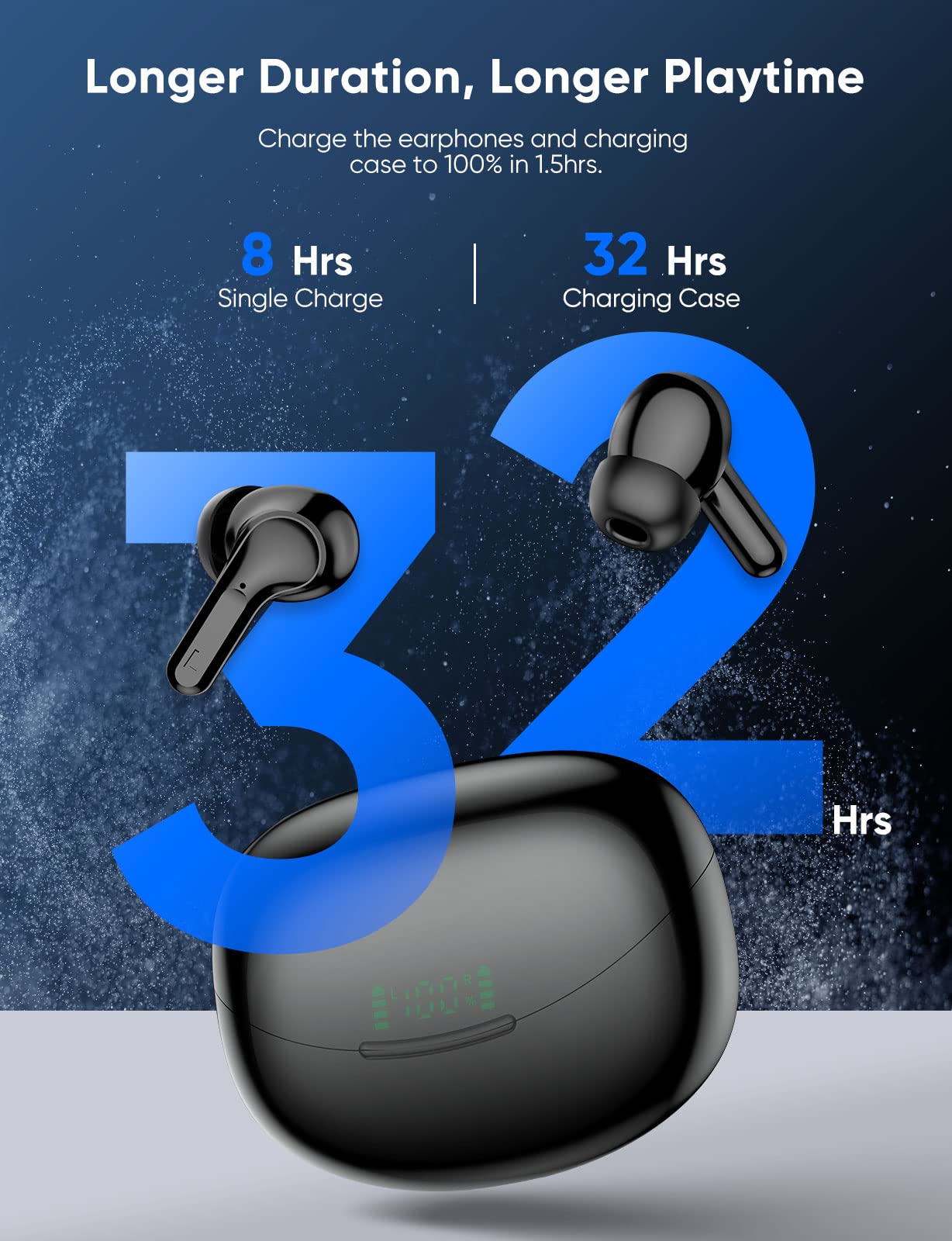 WITKID Wireless Earbuds, Bluetooth 5.1 Headphones 35H Playtime Type-C Charging, Touch Control, in Ear In Ear Headphones with Clear Voice Capture Technology, IPX7 Waterproof for Sport/Woking/Travel