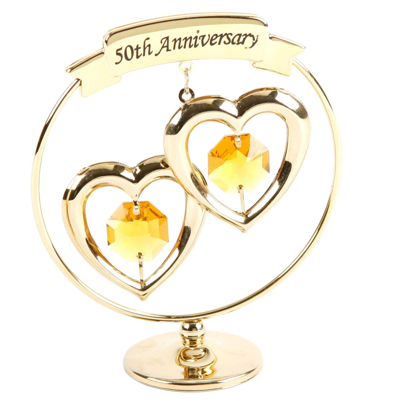 Crystocraft - 50th Golden Wedding Anniversary Gold Ring with Hearts SP250 by CRYSTOCRAFT