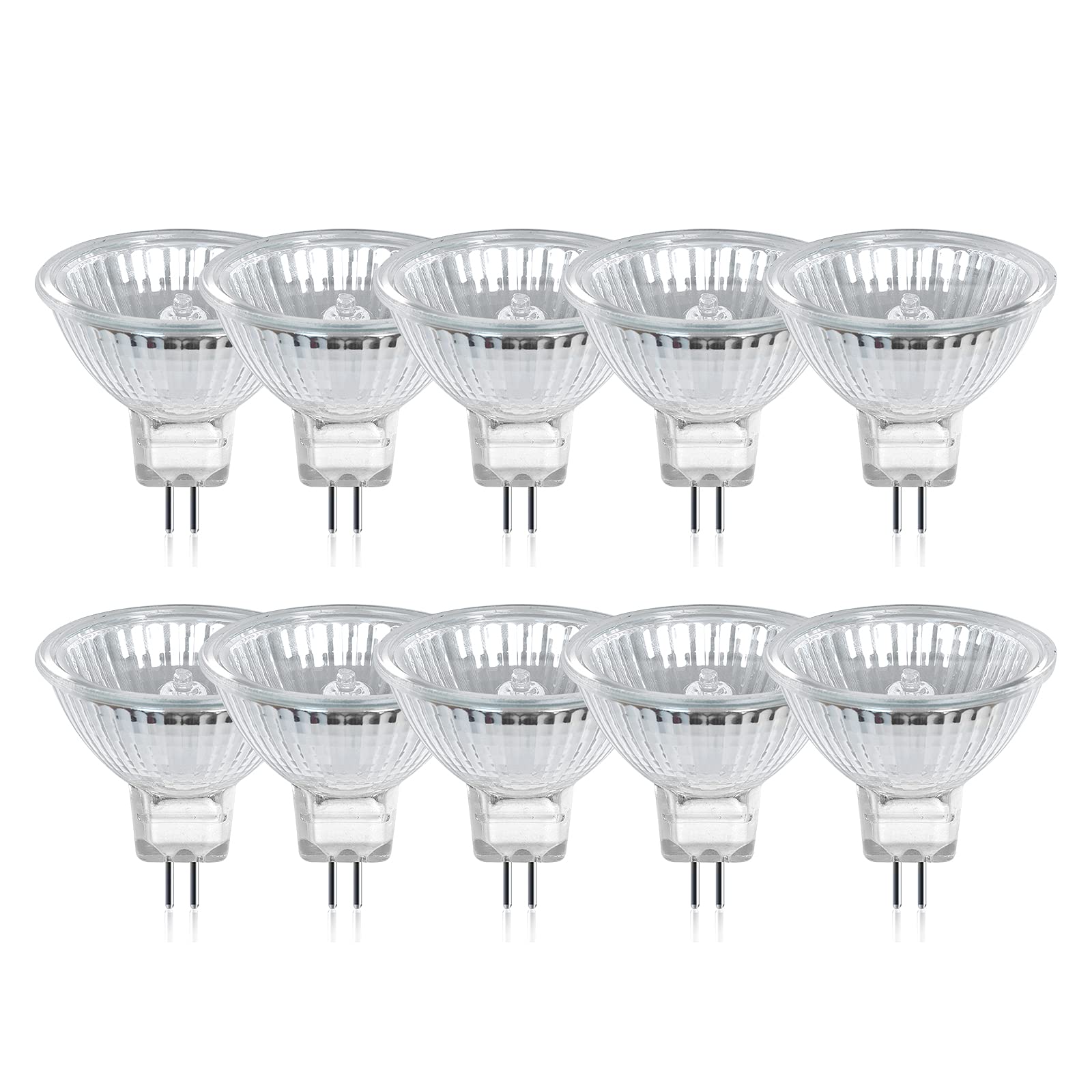 DoRight MR16 Halogen Bulbs 35W, 12V GU5.3 Halogen Spotlight Bulbs Dimmable, 2 Pin Base Low Voltage GU5.3 Bi-Pin Base Spot Light Reflector Lamp Warm White 2800K 550lm 30° Beam Angle (10-Pack)