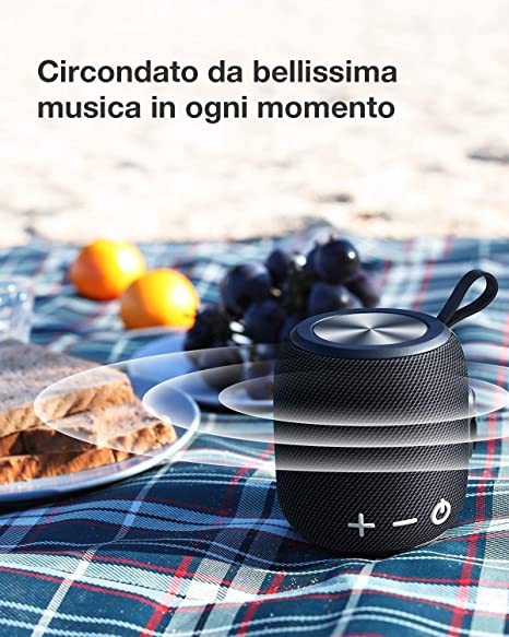 Bluetooth Speaker,Portable Bluetooth Speaker,Mini Bluetooth 5.0Dual Pairing Wireless Speaker,360 HD Surround Sound & Rich Stereo Bass IPX7 Waterproof for Travel,Pool and Outdoor Shower Speaker(Black)