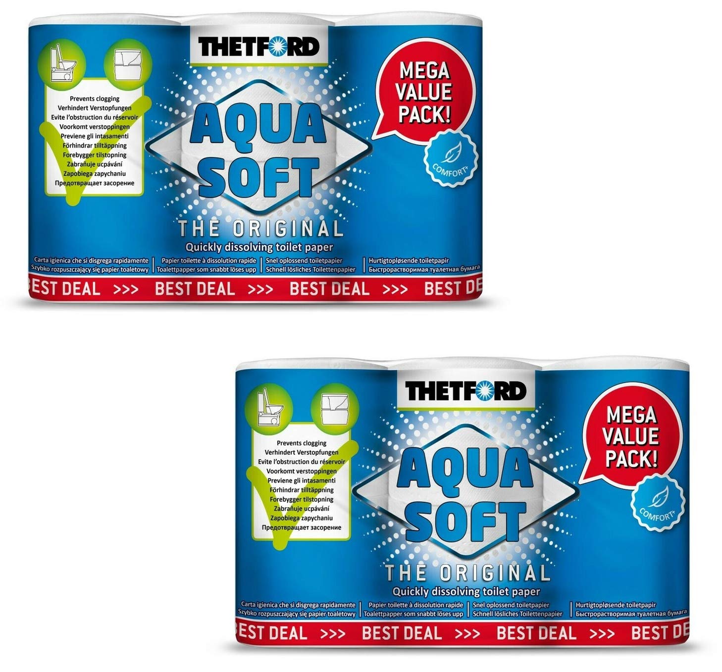 Thetford Aqua Soft Triple Pack 12 Rolls Chemical Toilet Paper Caravan Motorhome