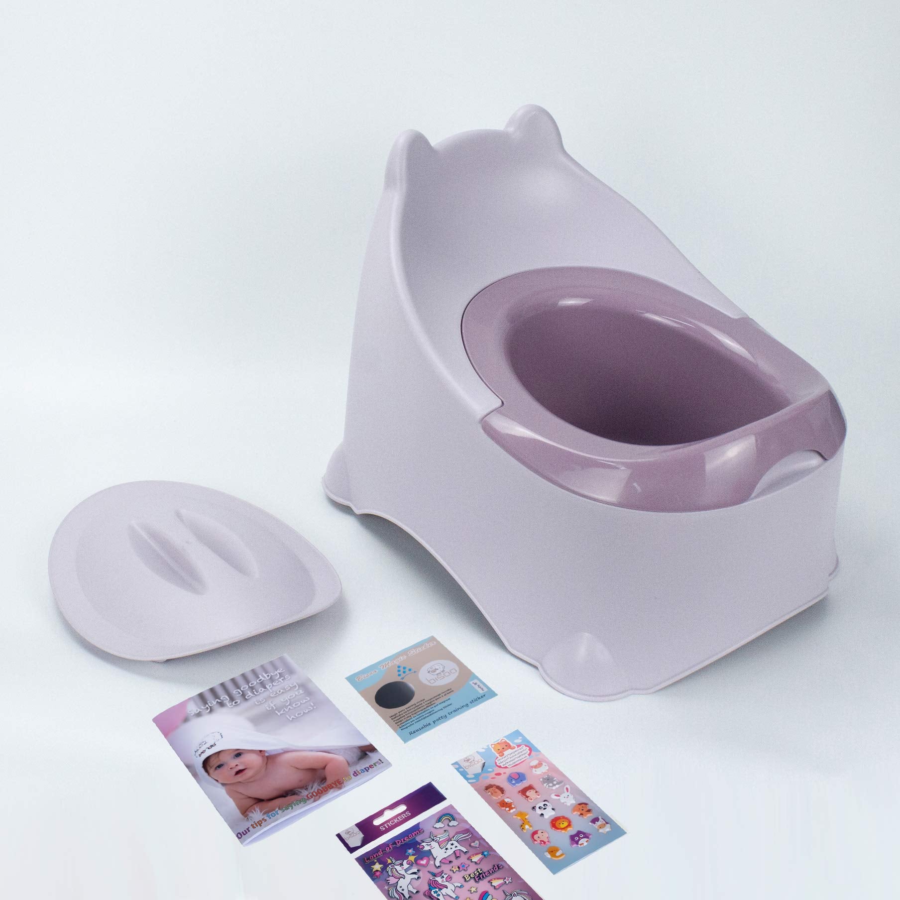 BISOO Potty - Babies +2 Years - for Girls and Boys - Compact and Portable Toilet - Easy to Clean - Includes 3 Gifts (Our Tips + 1 Magic Sticker + 2 Sets of Stickers) Pink