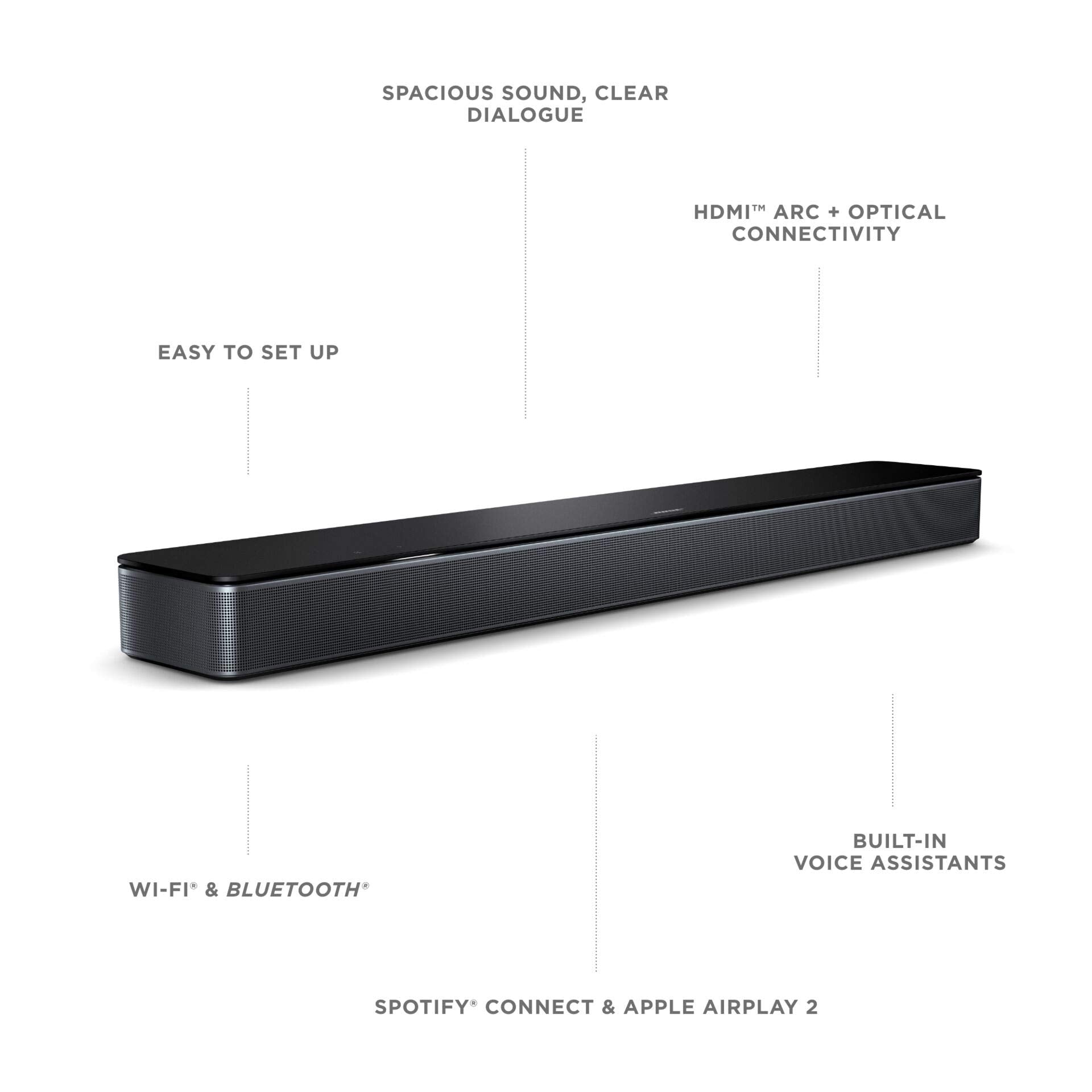 Bose Smart Soundbar 300 - Bluetooth connectivity with Alexa voice control built in, Black