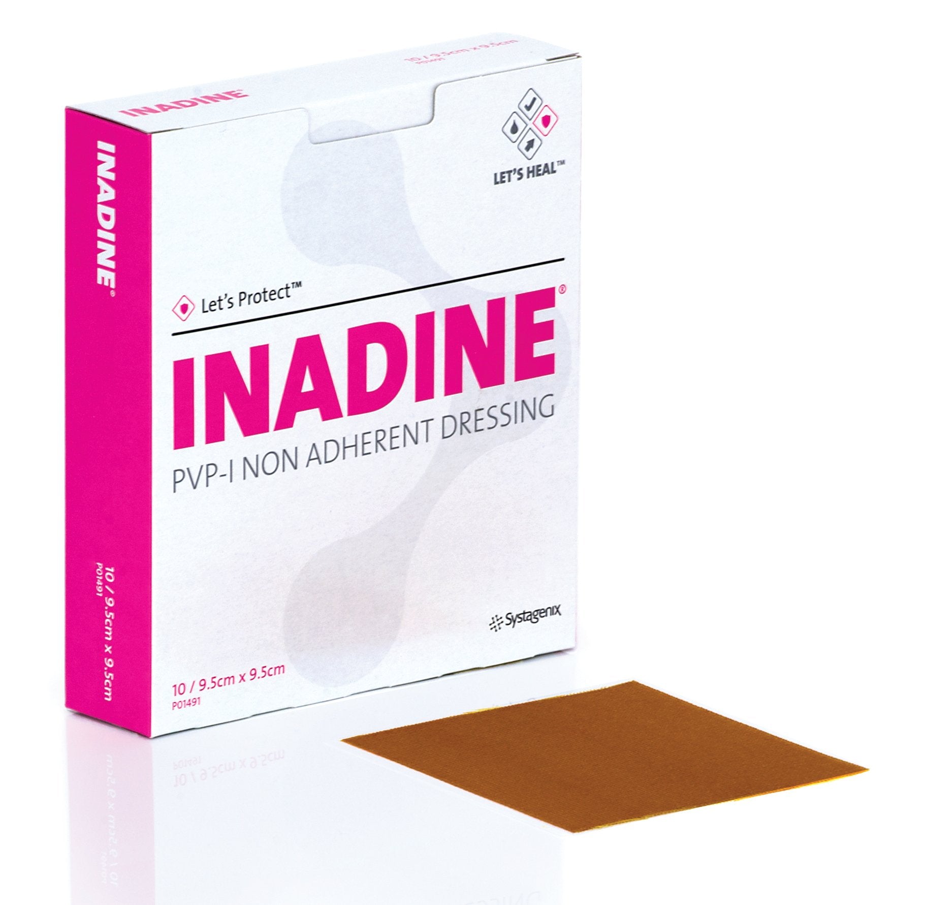 Inadine Iodine Non-Adherent Dressings 9.5cm x 9.5cm (x10)