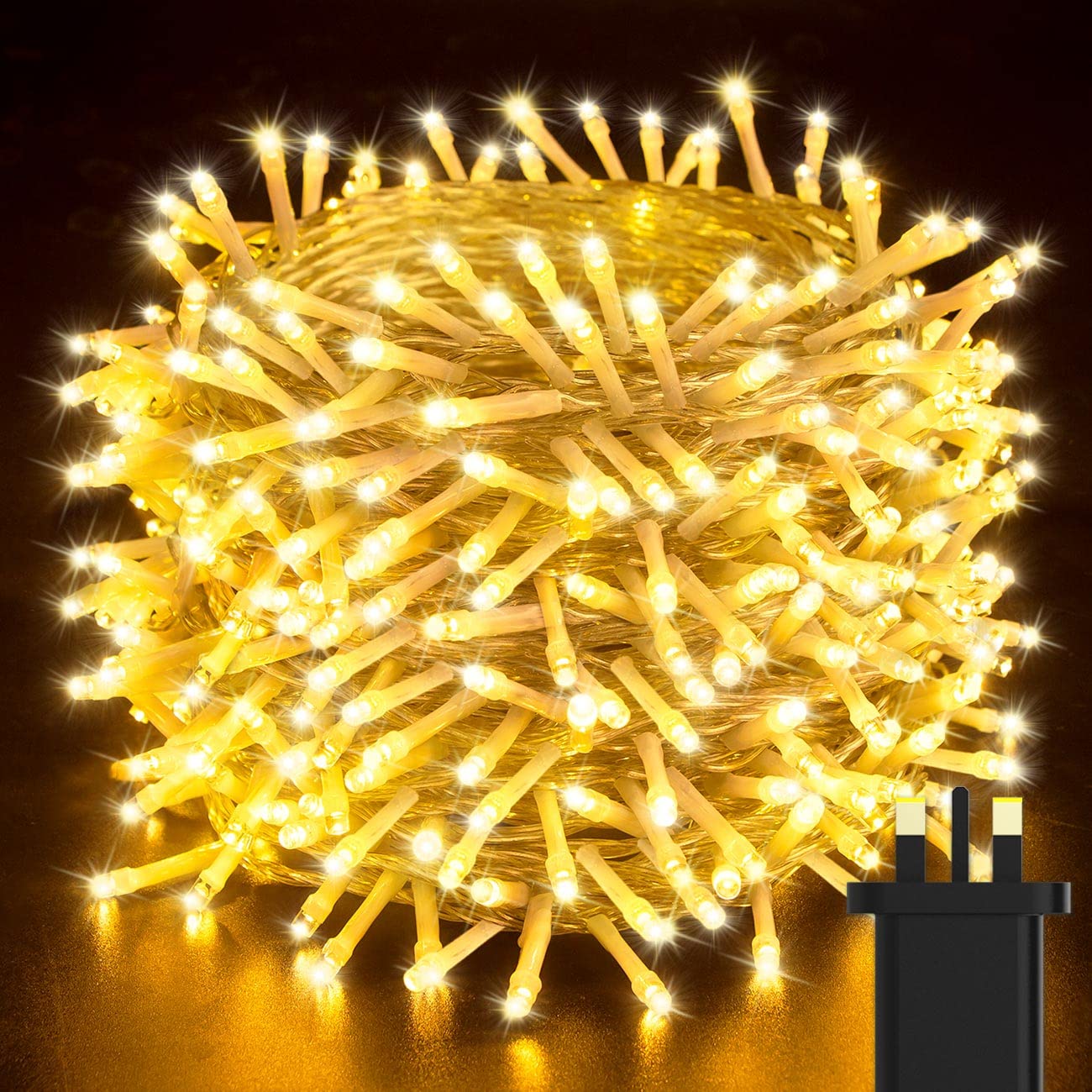 200LED Fairy Lights Plug in Warm White, 25M/82FT Waterproof Outdoor Indoor String Lights Mains Powered, Low Voltage Twinkle Christmas Lights 8 Modes for Bedroom Wedding Garden Party Birthday Trees