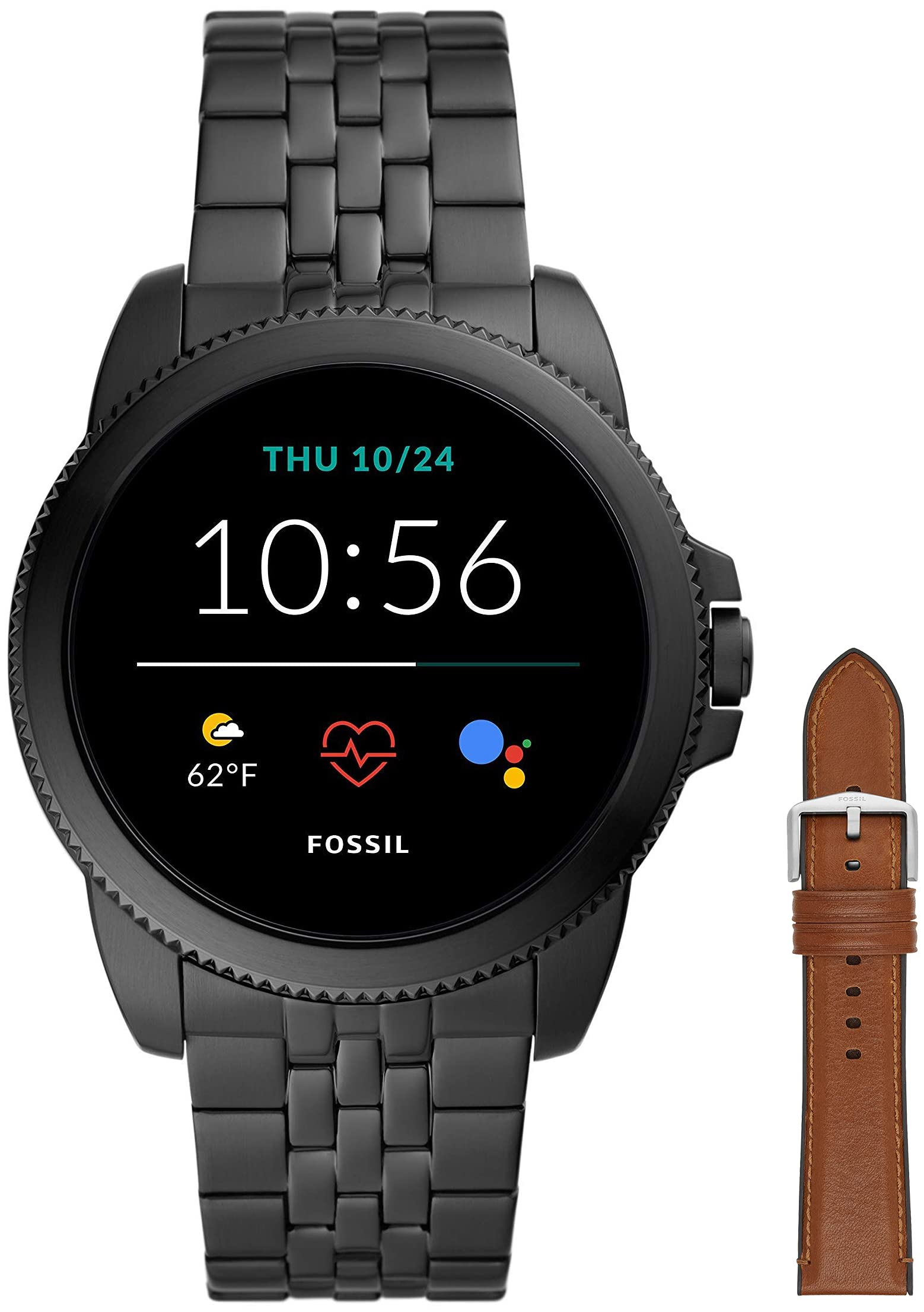 Fossil Men Gen 5E Touchscreen Smartwatch + Fossil Men's Leather Watch Strap S221300