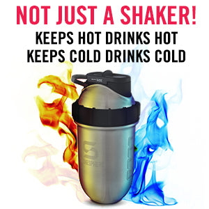 Shakesphere Tumbler Steel: Protein Shaker Bottle Keeps Hot Drinks HOT & Cold Drinks Cold, 24 oz. No Blending Ball or Whisk Needed, Easy Clean Up - BPA Free | Great for Shakes, Smoothies (Matte Black)