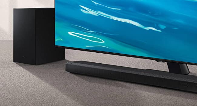 Samsung HW-Q700A/XU Q-Symphony Cinematic Dolby Atmos Q-Series Soundbar for TV (2021), True 3.1.2ch sound, True Dolby Atmos & DTS:X, Adaptive Sound, Game Mode Pro, Black