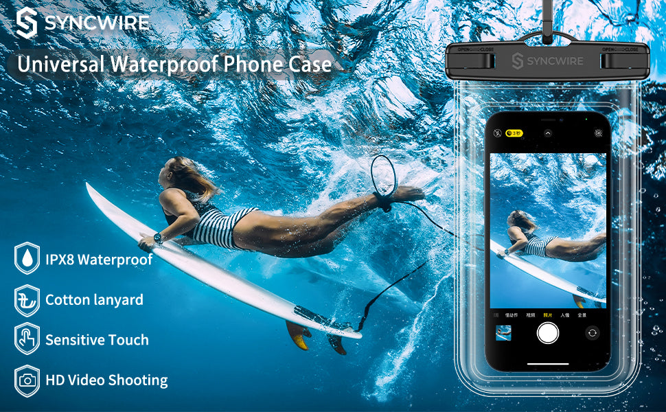 Syncwire Waterproof Phone Pouch [2-Pack] - Universal IPX8 Waterproof Phone Case Dry Bag with Lanyard Compatible with iPhone 13 Pro Max/12/11 Pro XS MAX XR X 8 7 6 Plus 5s Samsung S20+ More Up to 7"