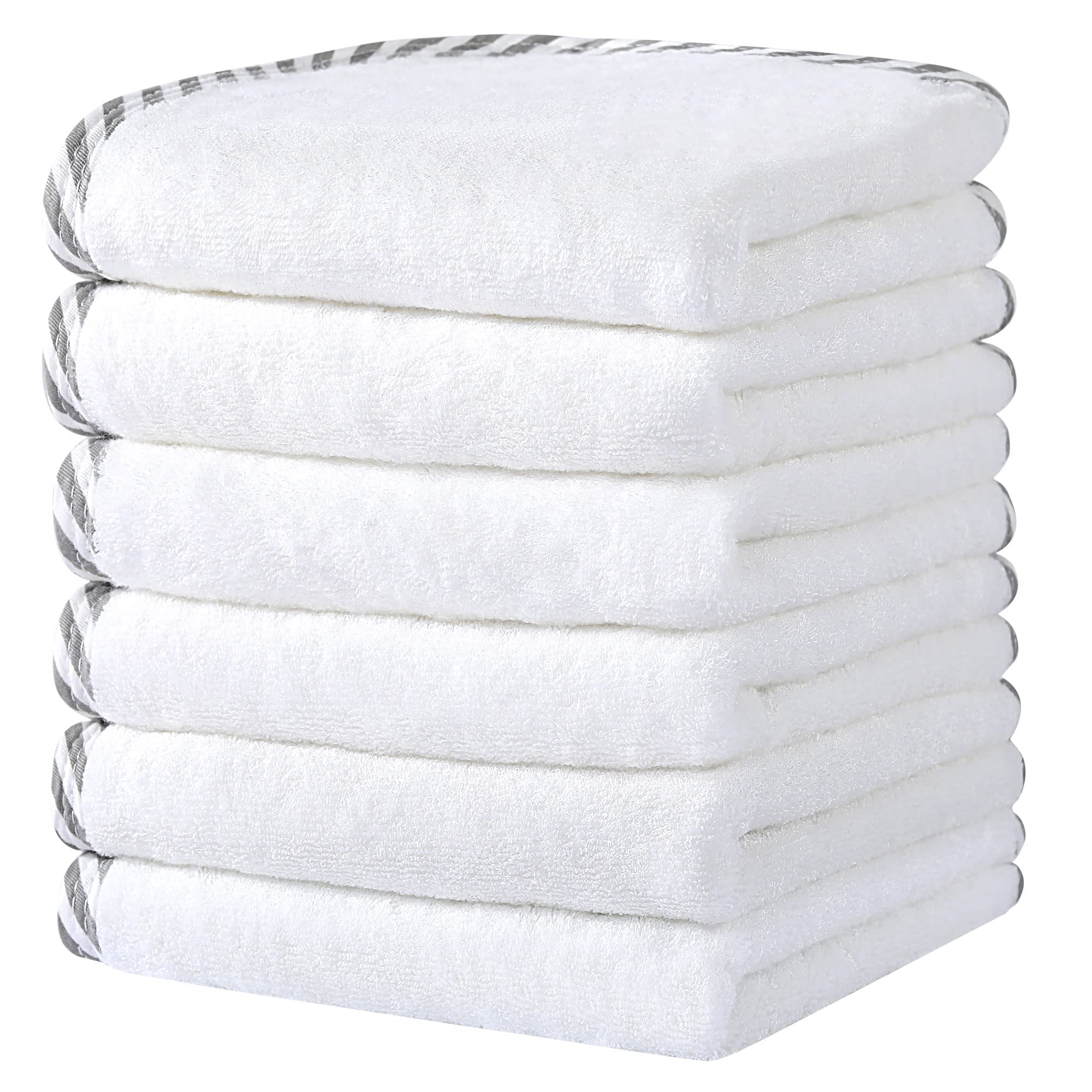 Looxii Bamboo Wash Cloths Baby Face Cloth - 30x30cm Super Soft Absorbent Flannel Towels 6 Pack Luxury Bamboo Washcloths Towel Set for Sensitive Skin