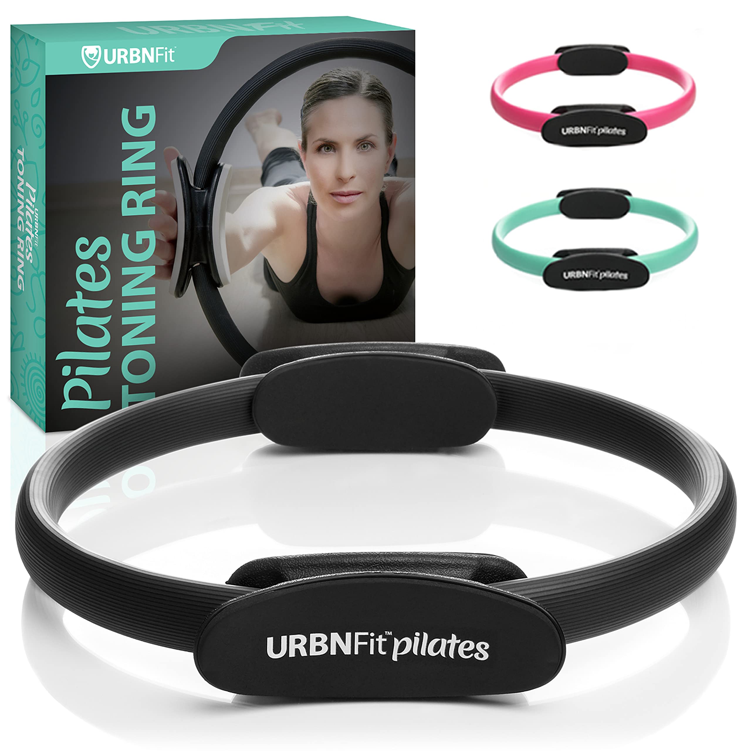 URBNFit Pilates Ring - Fitness Circle, Pelvic Floor Exerciser and Thigh Toner w/Non-Slip, Dual Grip, Foam Pads and Bonus Workout Guide - Colour