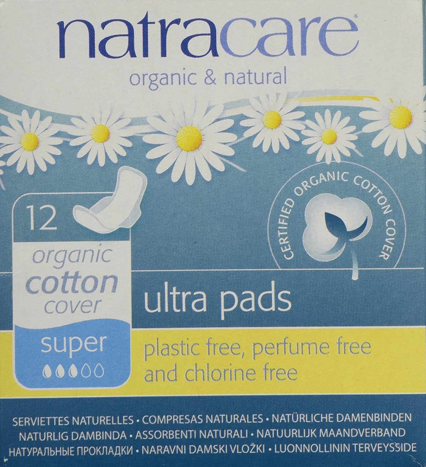 PACK OF 3 Natracare Organic Cotton Ultra Pad With Wings Super