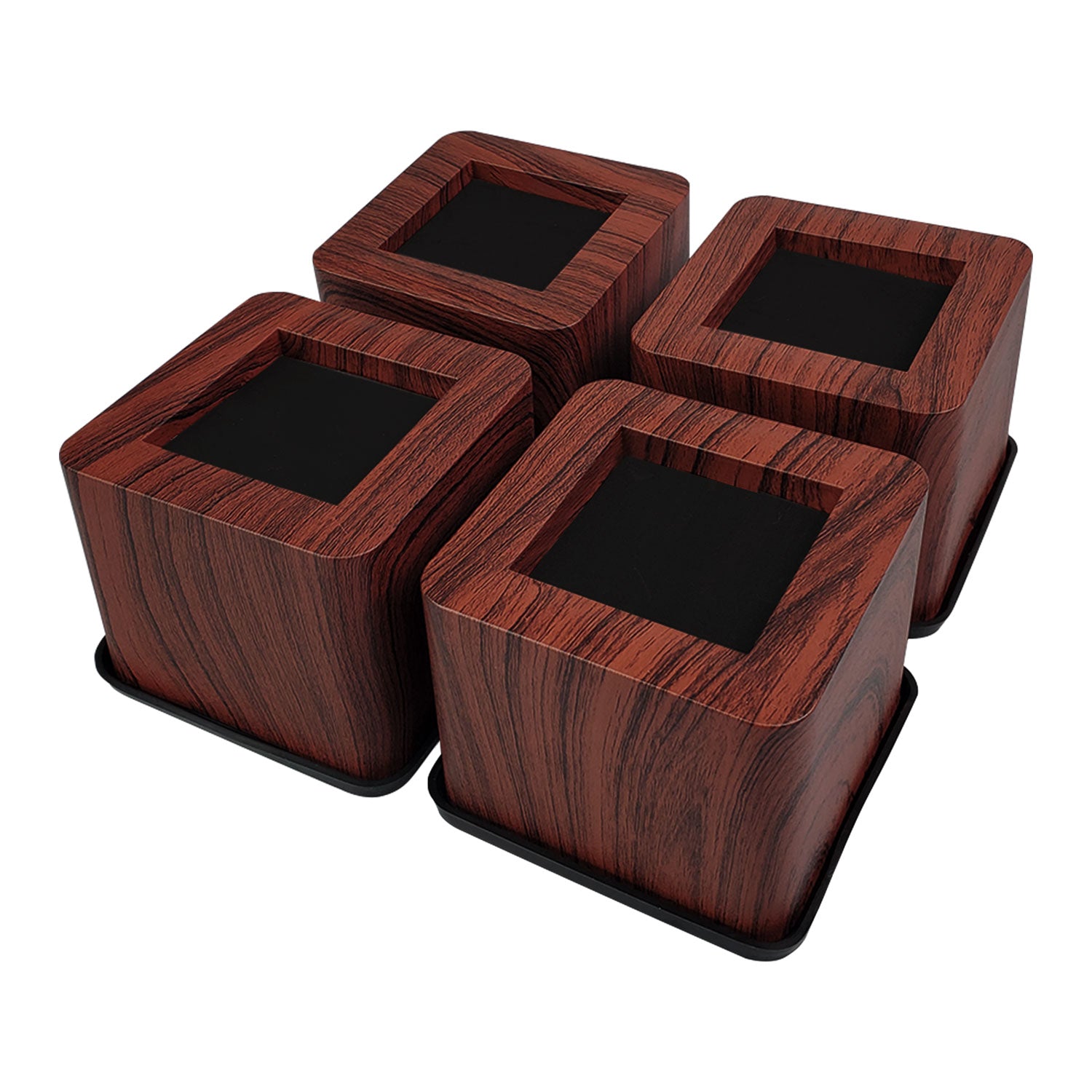 MIIX HOOM- Heavy Duty 3 inch Bed Risers Cover Wooded Color for Furniture Table Sofa Desk Couch Dark Brown,Dark Wood Chocolate Colour,1 Set of 4 Pcs
