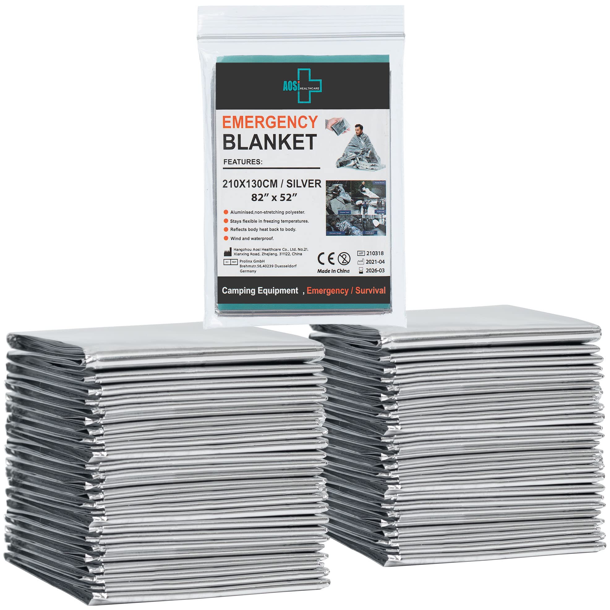 Emergency Foil Blanket, Emergency Mylar Thermal Blanket (12-Pack) – Survival Blankets Perfect for Outdoors, Hiking, Survival, Marathons or First Aid