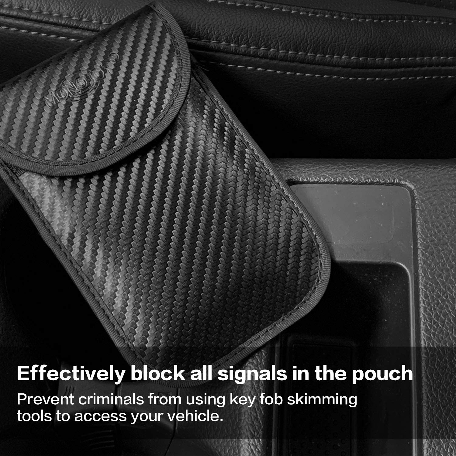 MONOJOY Faraday Pouch for Car Keys, Car Key Signal Blocker, 2 Pack Faraday Bag, RFID Key Pouch, Keyless Signal Blocking Key Case, Anti-theft Remote Entry Smart Fobs Protection (Black, Carbon fiber)