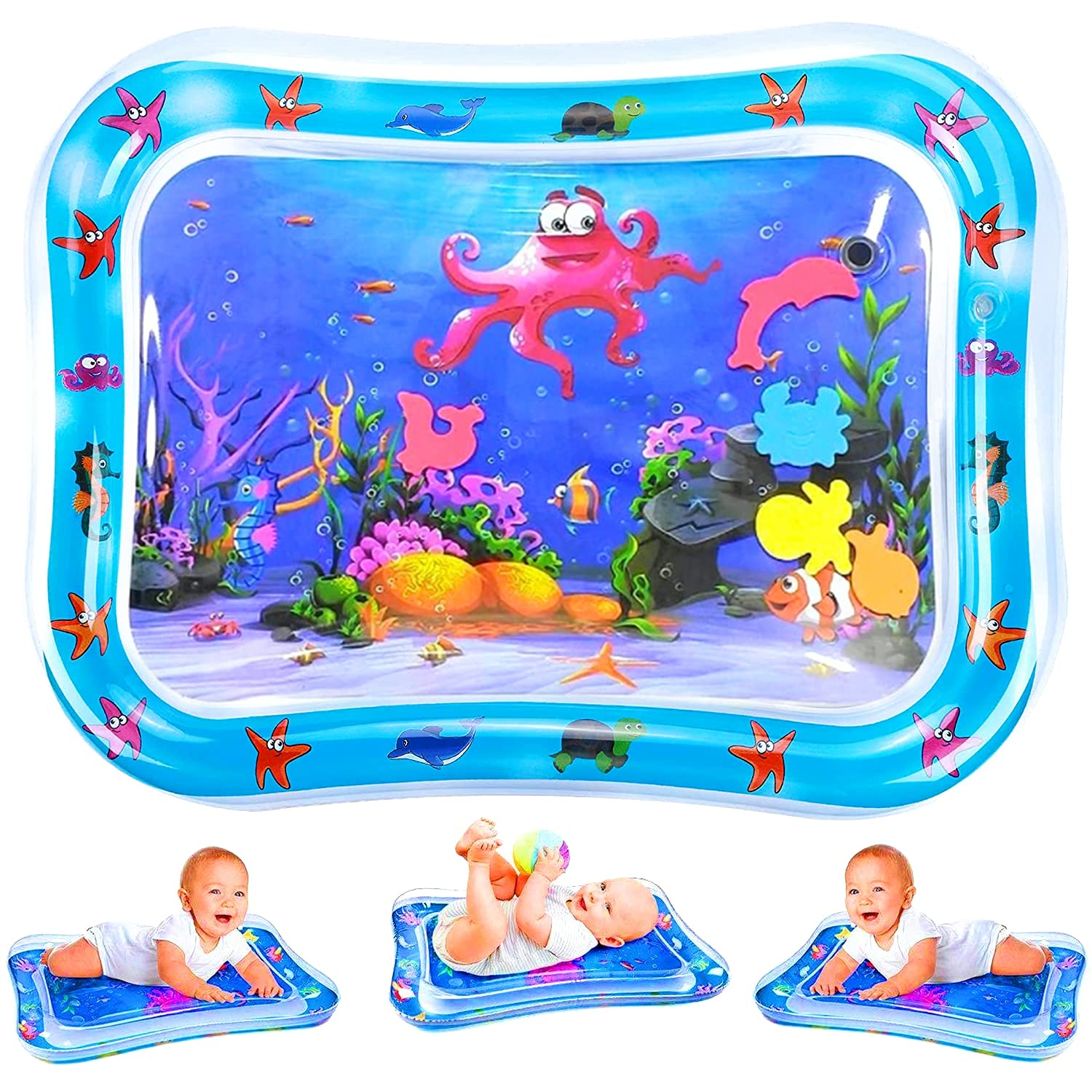 Tummy time Inflatable Water mat for Baby | Fun Activity Center | Sensory Stimulation, Play & Early Development | for Girls & Boys, Newborn Infants to Toddlers (3 – 12 mths)