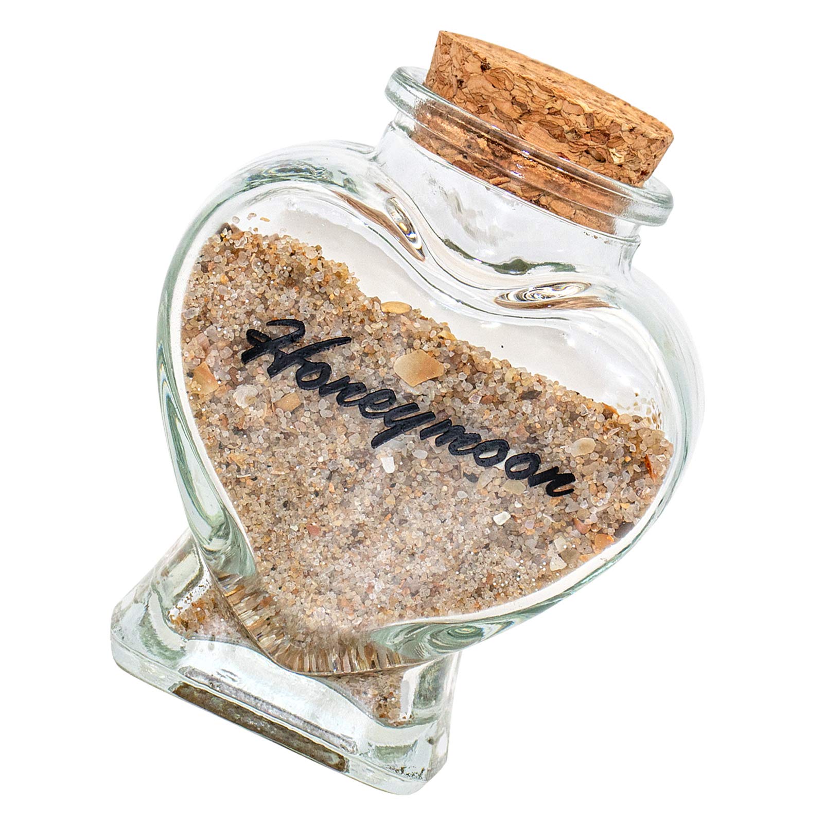 Honeymoon Sand Keepsake Jar - Honeymoon Souvenir Gift for Newlywed - Bachelorette Gifts for Bride or Newlywed Couple(with gift box) (Heart - shaped glass bottle)