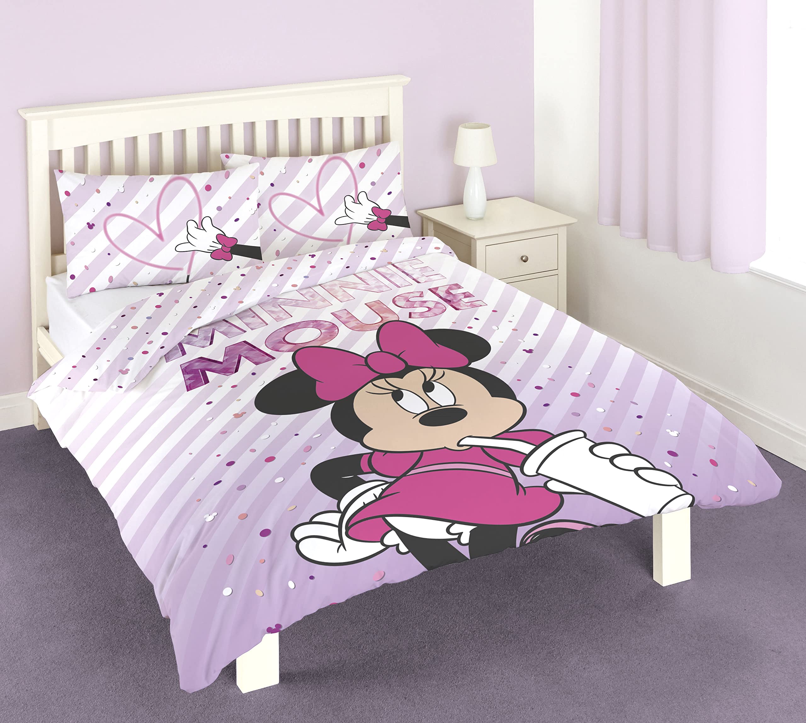Disney Minnie Mouse Official Double Duvet Cover Set, Pink