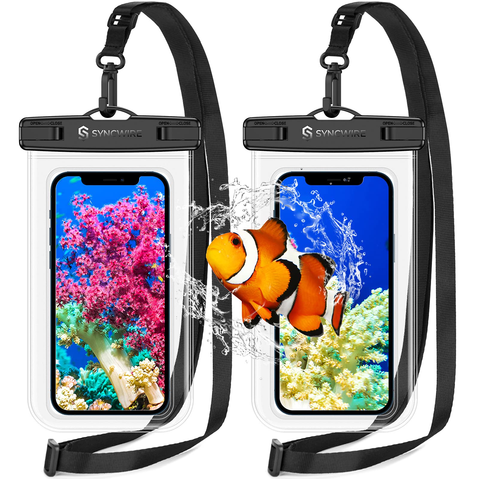 Syncwire Waterproof Phone Pouch [2-Pack] - Universal IPX8 Waterproof Phone Case Dry Bag with Lanyard Compatible with iPhone 13 Pro Max/12/11 Pro XS MAX XR X 8 7 6 Plus 5s Samsung S20+ More Up to 7"