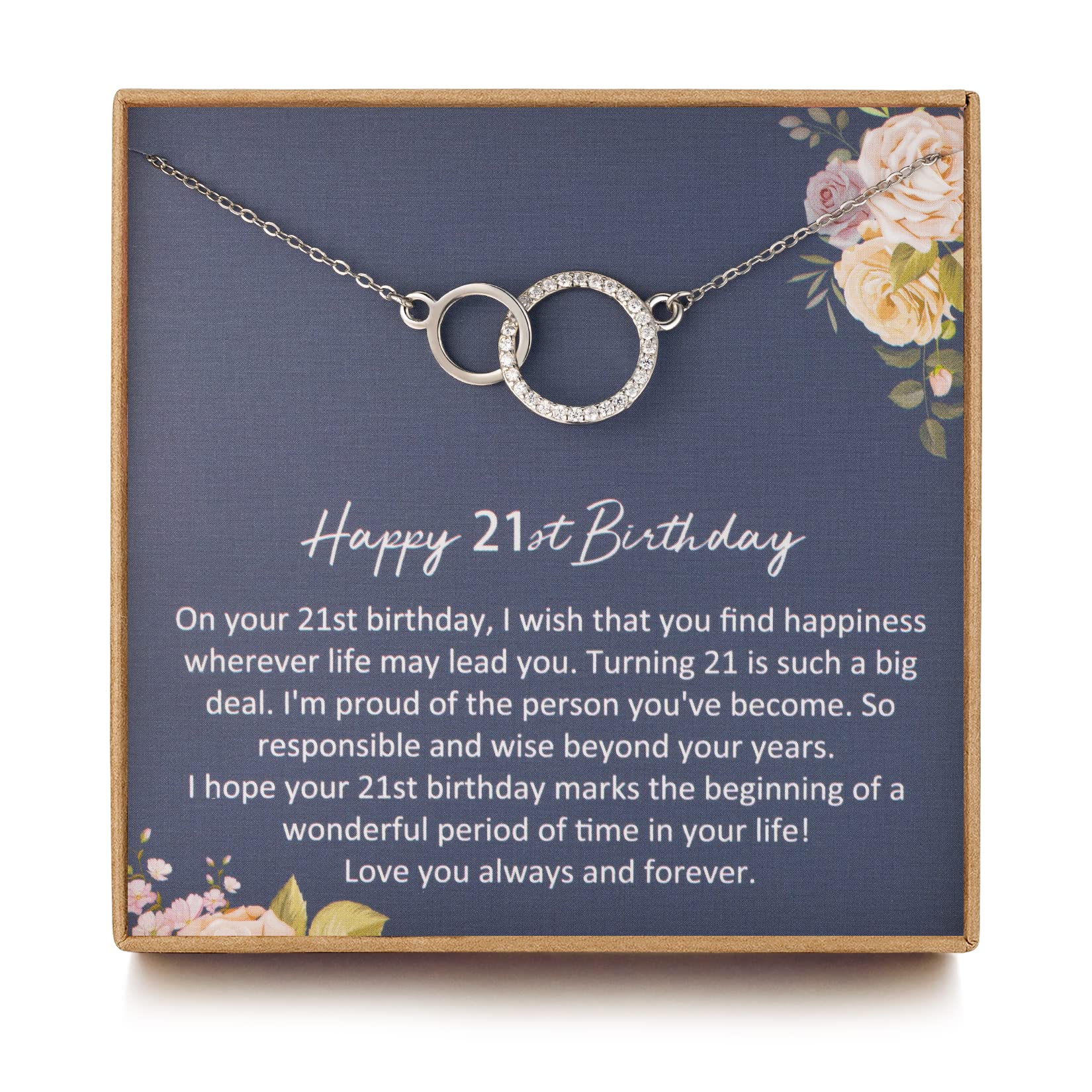 21st Birthday Gifts for Her, Sterling Silver Infinity 2 Circle Necklace for  Daughter Birthday Gift 