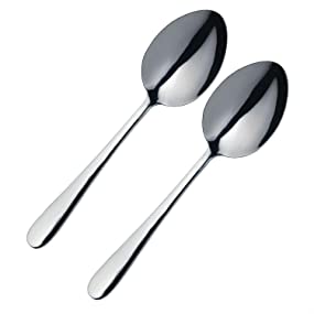 MasterClass MCSRVSPNS Stainless Steel Serving Spoons, Silver, 2-Piece, 23.5 cm