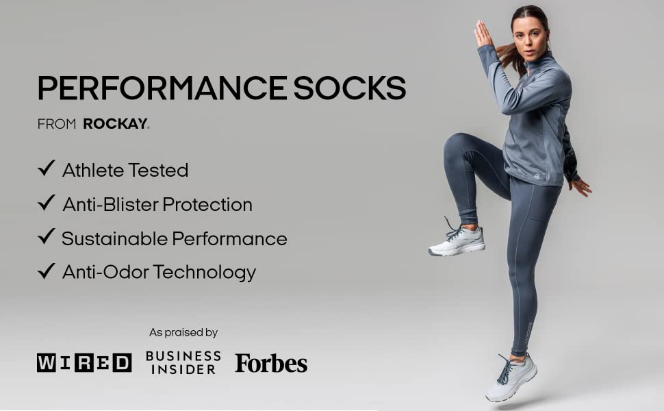 Rockay Flare Running Socks for Men and Women, Cushion, Quarter Cut, Arch Support, 100% Recycled, Anti-Odor