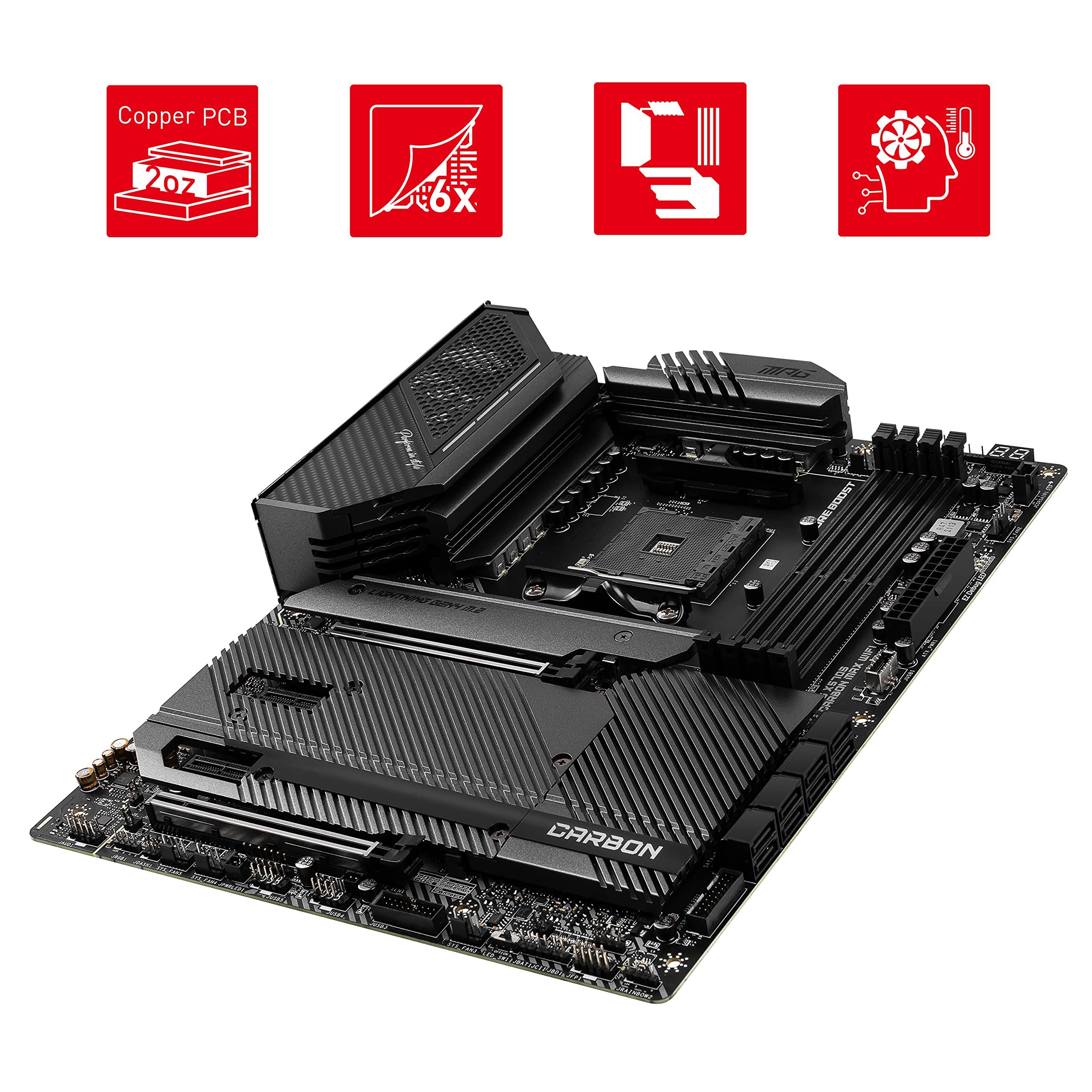 MSI MPG X570S CARBON MAX WIFI Motherboard ATX - Supports AMD Ryzen 5000 Series Processors, AM4 - Mystic Light, DDR4 Boost (5300MHz/OC), 2 x PCIe 4.0 x16, 4 x M.2 Gen4 x4, 2.5G LAN, Wi-Fi 6E