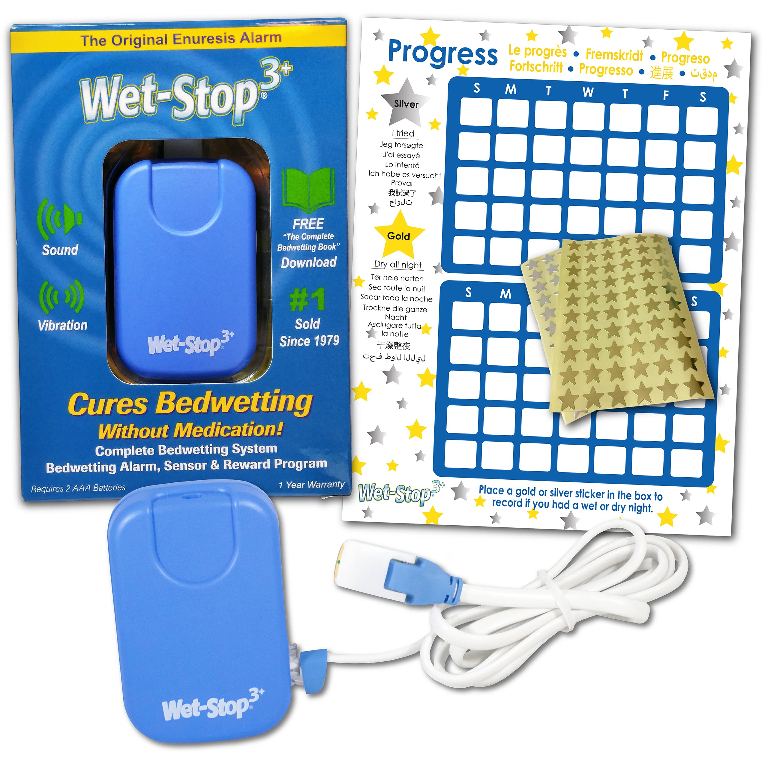 Wet Stop 3 Bedwetting Alarm (BLUE) 6 Alarms & Vibration, Enuresis Alarm, Incontinence, Potty Training