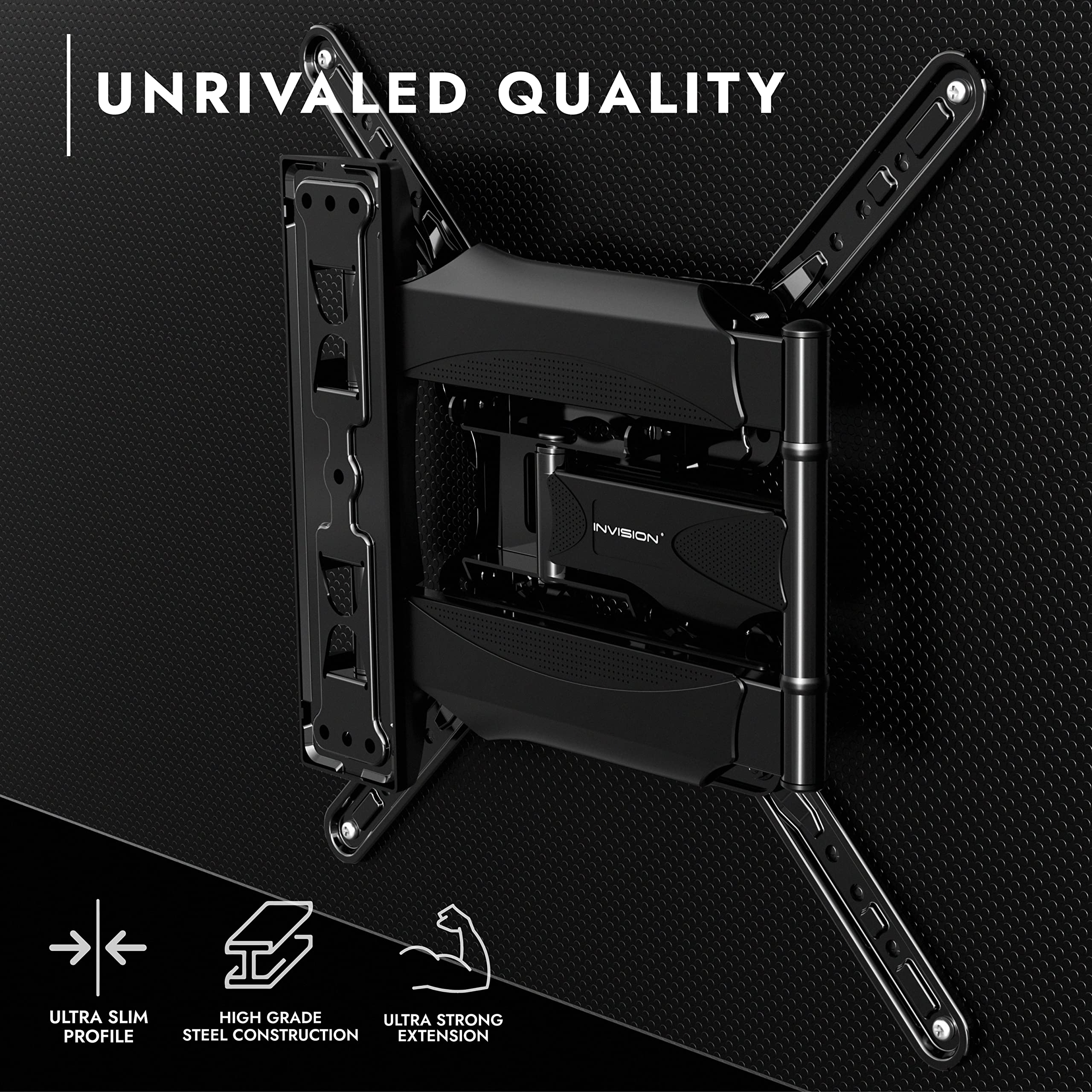 Invision TV Wall Bracket Mount for 24-55 Inch Screens, VESA 100x100mm up to 400x400mm, Tilts Swivels & Extends for Flat & Curved TVs, Includes Spirit Level, Weight Capacity 36.2kg (HDTV-E)
