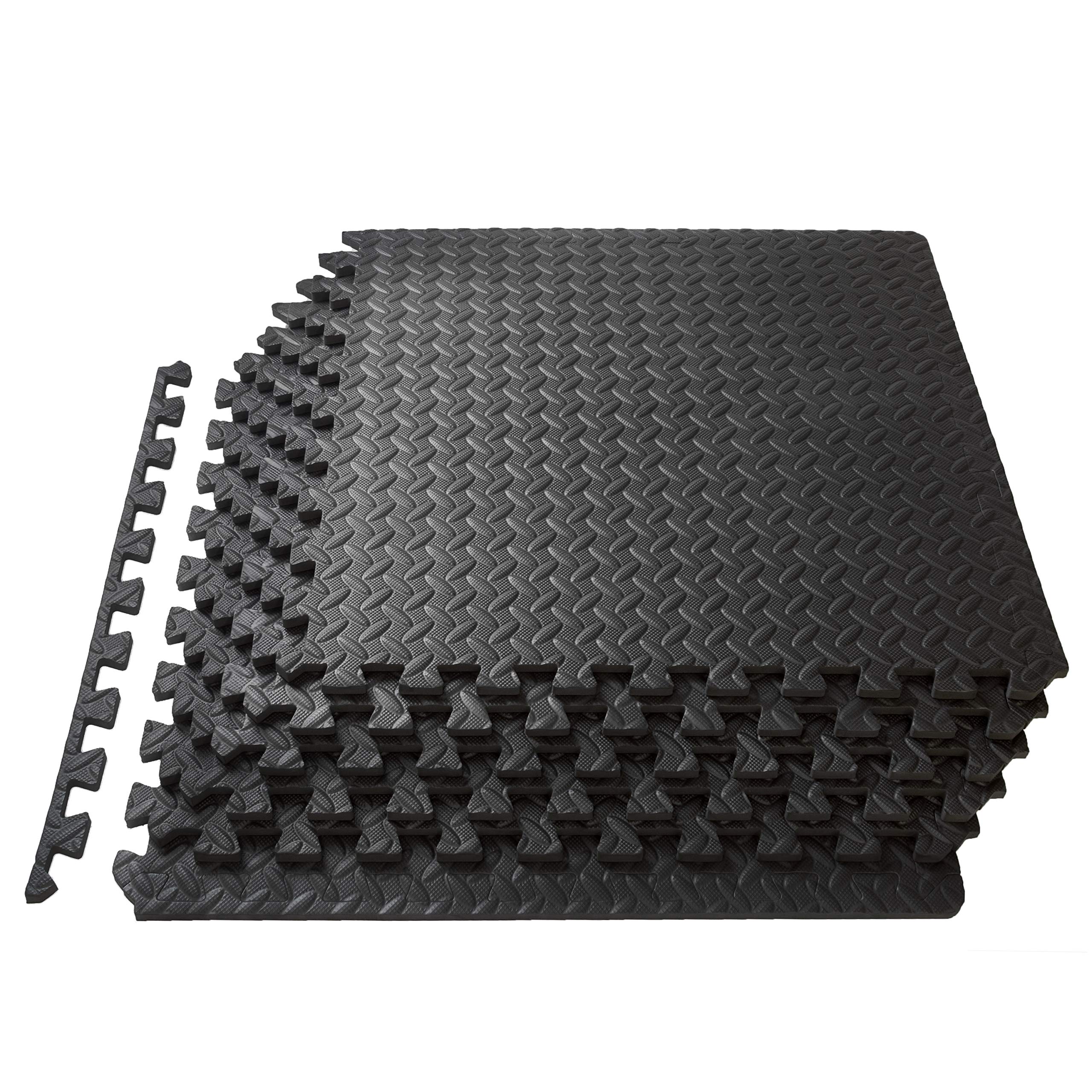 ProsourceFit Exercise Puzzle Mat, 1/2-Inch Thickness, Black
