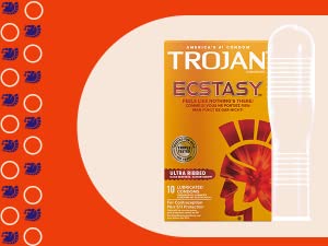 Trojan Magnum Large Ribbed and Lubricated Condoms with Premium Quality Latex - Pack of 12
