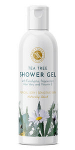 Naturally Solved Ultimate Anti Fungal Anti Bacterial Tea Tree Shower Gel (200ml) with Eucalyptus & Peppermint for Fungus, Jock Itch, Thrush, Acne & Athletes Foot