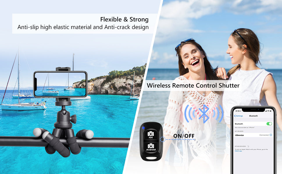 UBeesize Phone Tripod,Phone Tripod with Bluetooth Remote Control,Travel Tripods for Phone/Cameras/GoPro