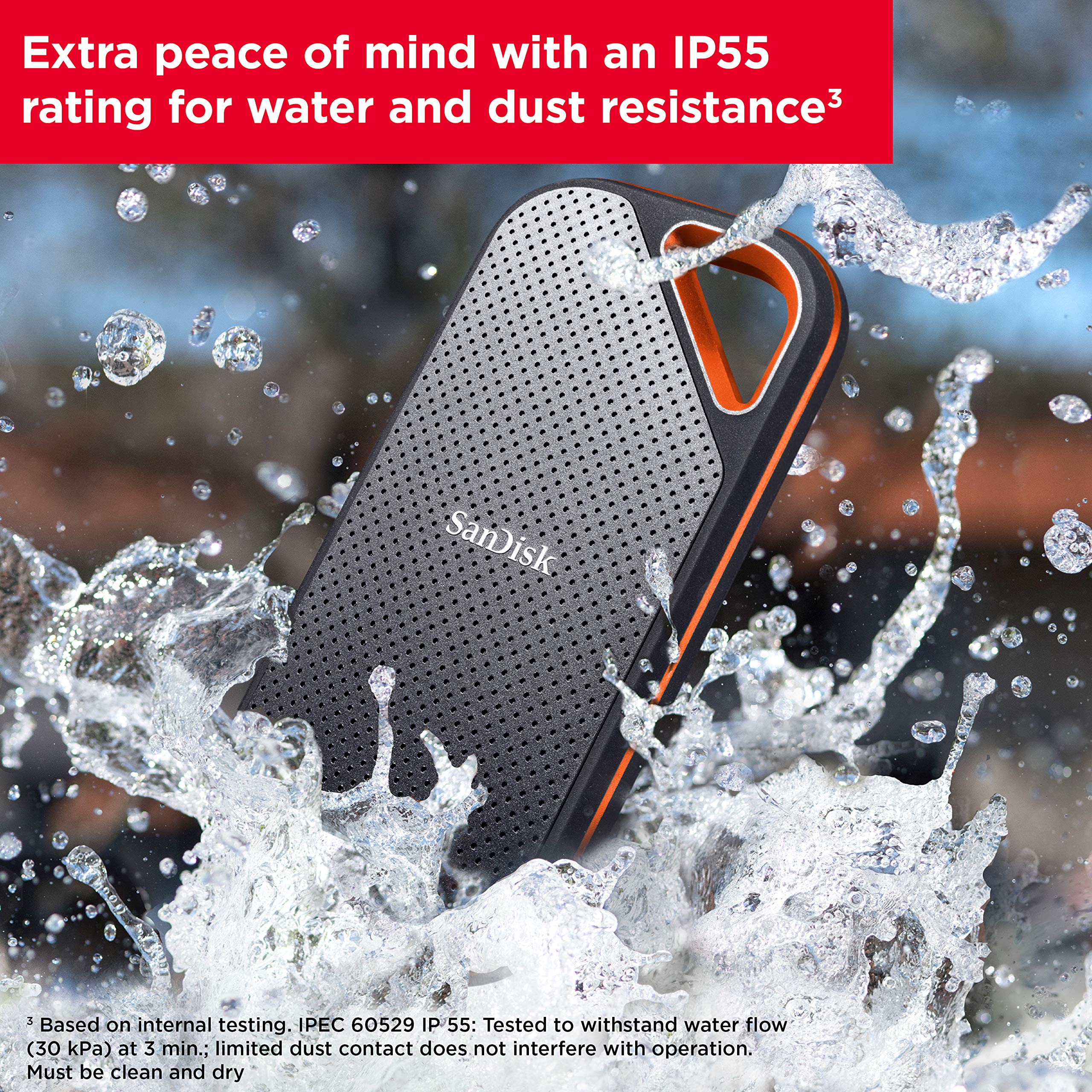 SanDisk Extreme Pro 4TB Portable NVMe SSD, USB-C, up to 2000MB/s, Ruggedised and Water-Resistant
