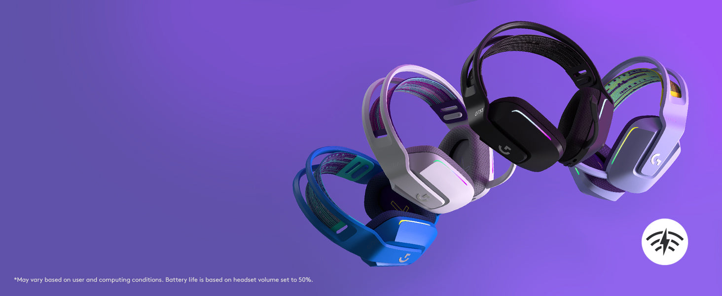 Logitech G733 LIGHTSPEED Wireless Gaming Headset with suspension headband, LIGHTSYNC RGB, Blue VO!CE mic technology and PRO-G audio drivers, Lightweight, 29 Hour battery life, 20m range - Black