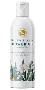 Naturally Solved Ultimate Anti Fungal Anti Bacterial Tea Tree Shower Gel (200ml) with Eucalyptus & Peppermint for Fungus, Jock Itch, Thrush, Acne & Athletes Foot