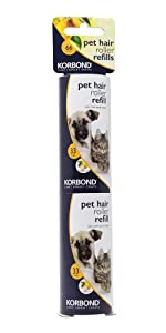 Korbond 9.8m PET Safe Lint Roller Refills-Pack of 2 – 66 Sticky Pre-Cut Citrus Scented Sheets-Suitable for All Fabric Types-Leaves NO Residue, White, 2 Pack