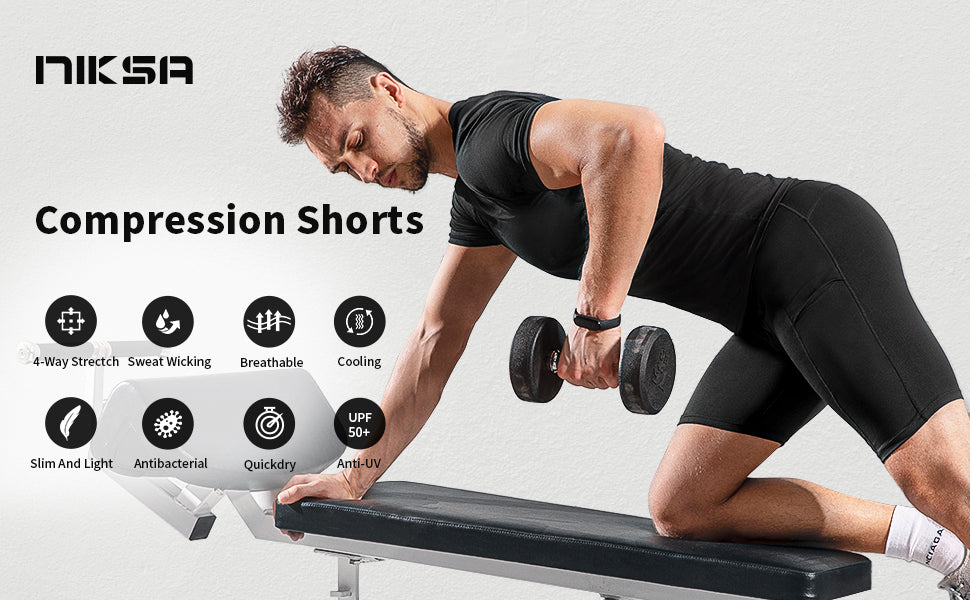 Niksa 3 Pack Mens Compression Shorts Running Base Layer Shorts Men’s Compression Workout Shorts with Cell Phone Pockets Tight Dry and Breathable Sports Shorts for Cycling,Yoga,Boxing,Gym,Running.