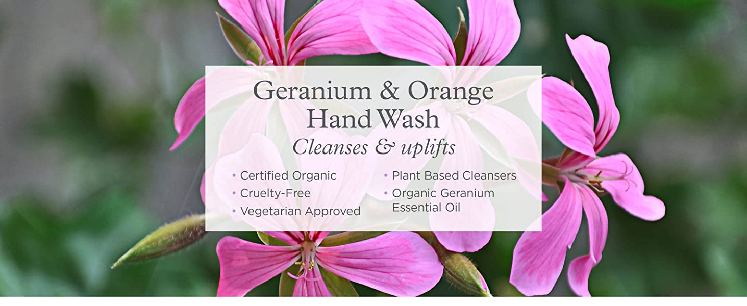 Neal’s Yard Remedies Geranium & Orange Hand Wash – No Pump | Organic Hand Wash with Geranium and Orange Essential Oils | Vegan Hand Wash Made with Organic Ingredients | 200ml