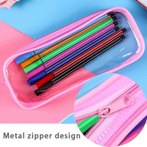 4 Pcs Clear Pencil Case, Waterproof PVC Pencil Bags Transparent Exam Pencil Case Pouch with Zipper for Stationery Cosmetics Storage