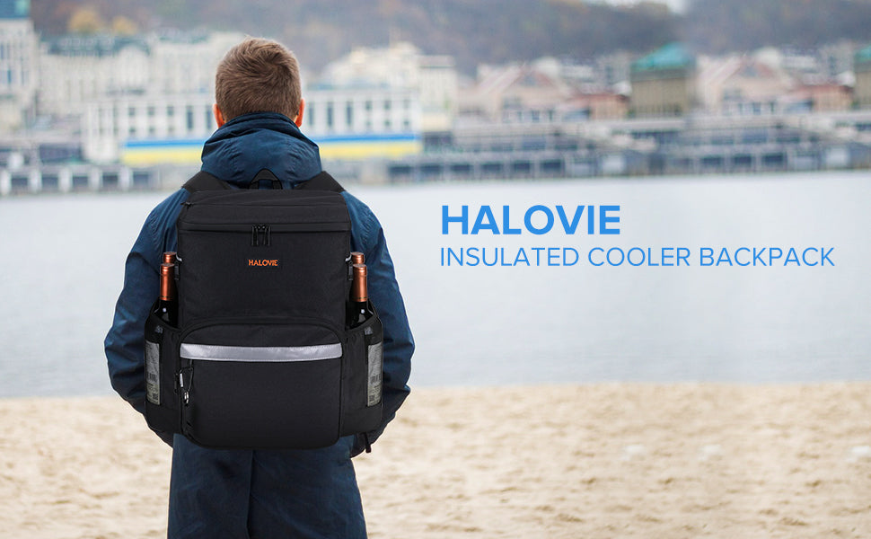 HALOVIE Picnic Backpack 40L Insulated Lunch Bag Cooler Backpack Large Capacity Waterproof Cooler Bag for Camping BBQ Family Beach Hiking Outdoor