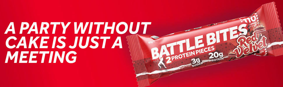 Battle Bites High Protein and Low Carb/Sugar Bars 12 x 62 g - Red Velvet Cake