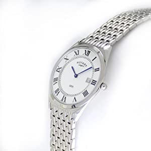 Rotary Men's Ultra Slim Quartz Watch with Metal Stainless Steel Strap GB08000/21