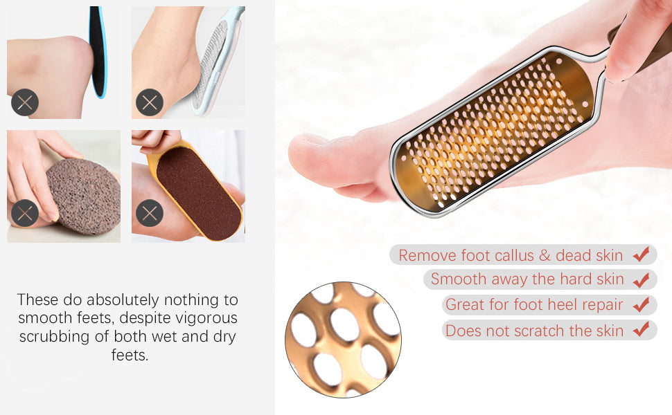 Foot File for Hard Skin Callus Remover - Large Foot Rasp Colossal Foot Scrubber Professional Stainless Steel Pedicure File for Wet and Dry Feet