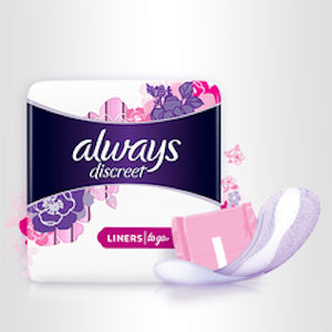 Always Discreet Incontinence Liners Women, 80 High Absorbency Liners (20 x 4 Packs), Thin and Flexible, Long Liners for Sensitive Bladder
