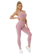 JOJOANS Women's 2 Piece Seamless Tracksuit Set Gym Workout Yoga Outfit Casual Loungewear Racerback Sports Bra and High Waist Leggings