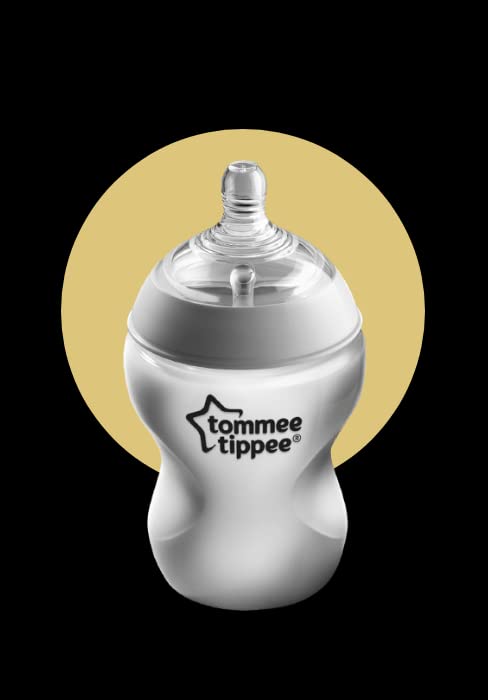 Tommee Tippee Advanced Anti-Colic Baby Bottle, Breast-Like Teat and Heat Sensing Technology, 260ml, Pack of 3, Clear